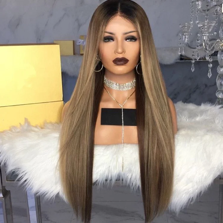 Sexy Women Long Brazilian Remy Human Hair Full Lace Transparent HD Lace Front Wig 180% Density Ash Blonde Pre Plucked Straight