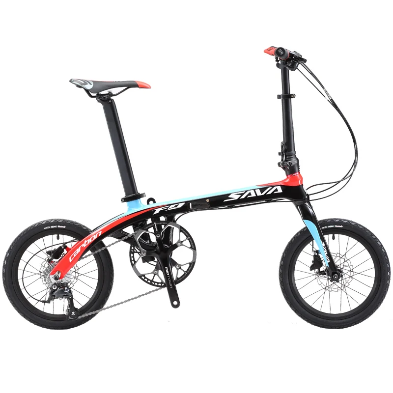 

SAVA Z2 Adult 16" Carbon Fiber Frame Carbon Folding Bike with Shimano SORA 3000 9 Speed Group Set Mini Folding Bike