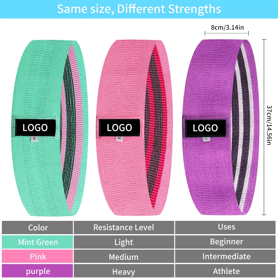 
Custom LOGO Circle Loop Training Exercise Resistance Band Gym Squat Glute Butt Fabric Band Fitness Workout Cotton Hip Booty Band 