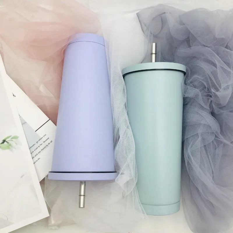 

Stainless Steel Christmas Coffee Cups With Lid And Straw Reusable Boba Cup, Silver