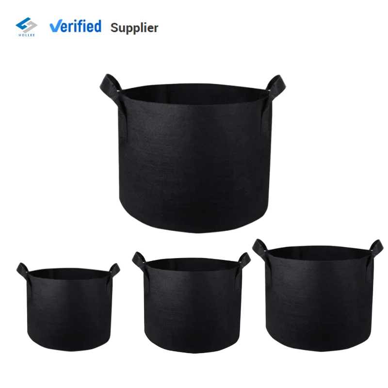 

Customized PP Fabric Breathable and Durable Air Pruning Pot Felt Grow Bags For Plants, Black,grey