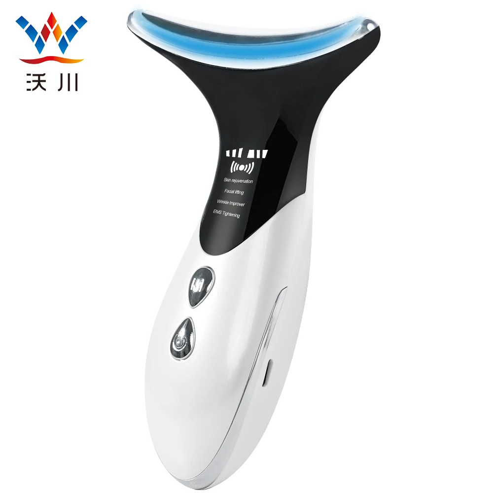 

Home use beauty instrument ems vibration neck lift massager neck wrinkle remover device, White and black