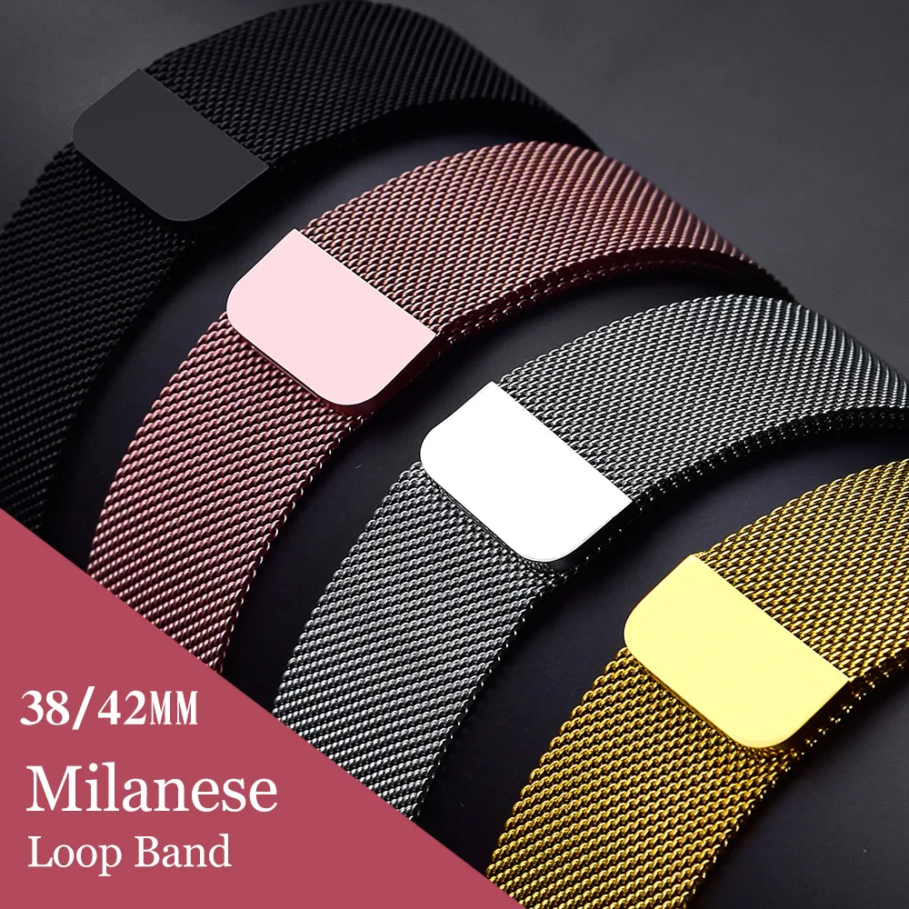 

Stainless Steel Magnetic Mesh Milanese Loop Watch Band For Apple Watch Strap for huawei fossil smart watch nokia mobile phone sm, All