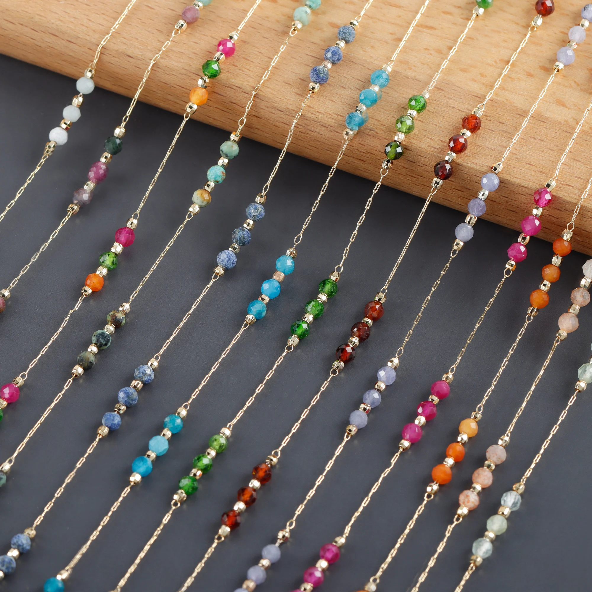 C218 1m/lot 18k Gold-Plated Copper Necklace Rope Chain Natural Gemstone DIY Jewelry Trendy Passes REACH Gift Standard