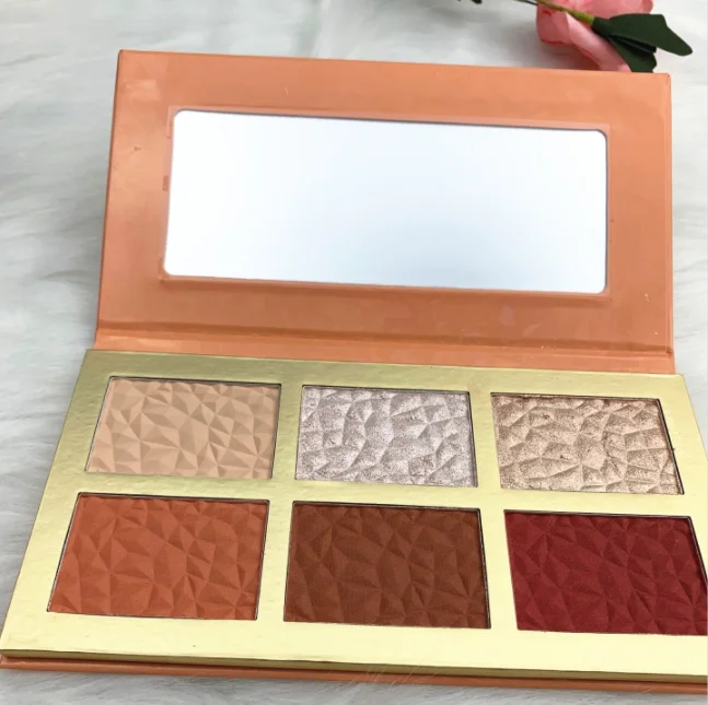 

Private Label 2020 Makeup Blush Palette 6 Shades With Mirror Matte Shimmer Highlighter& bronzer Palette Blush Cosmetic