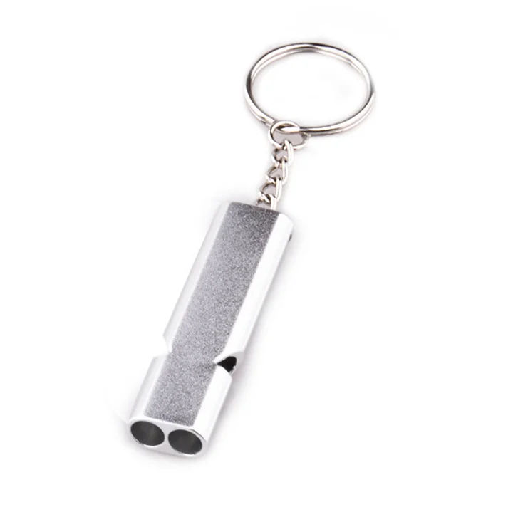 

Flat aluminum alloy double frequency survival whistle double tube outdoor survival life whistle equipment tool