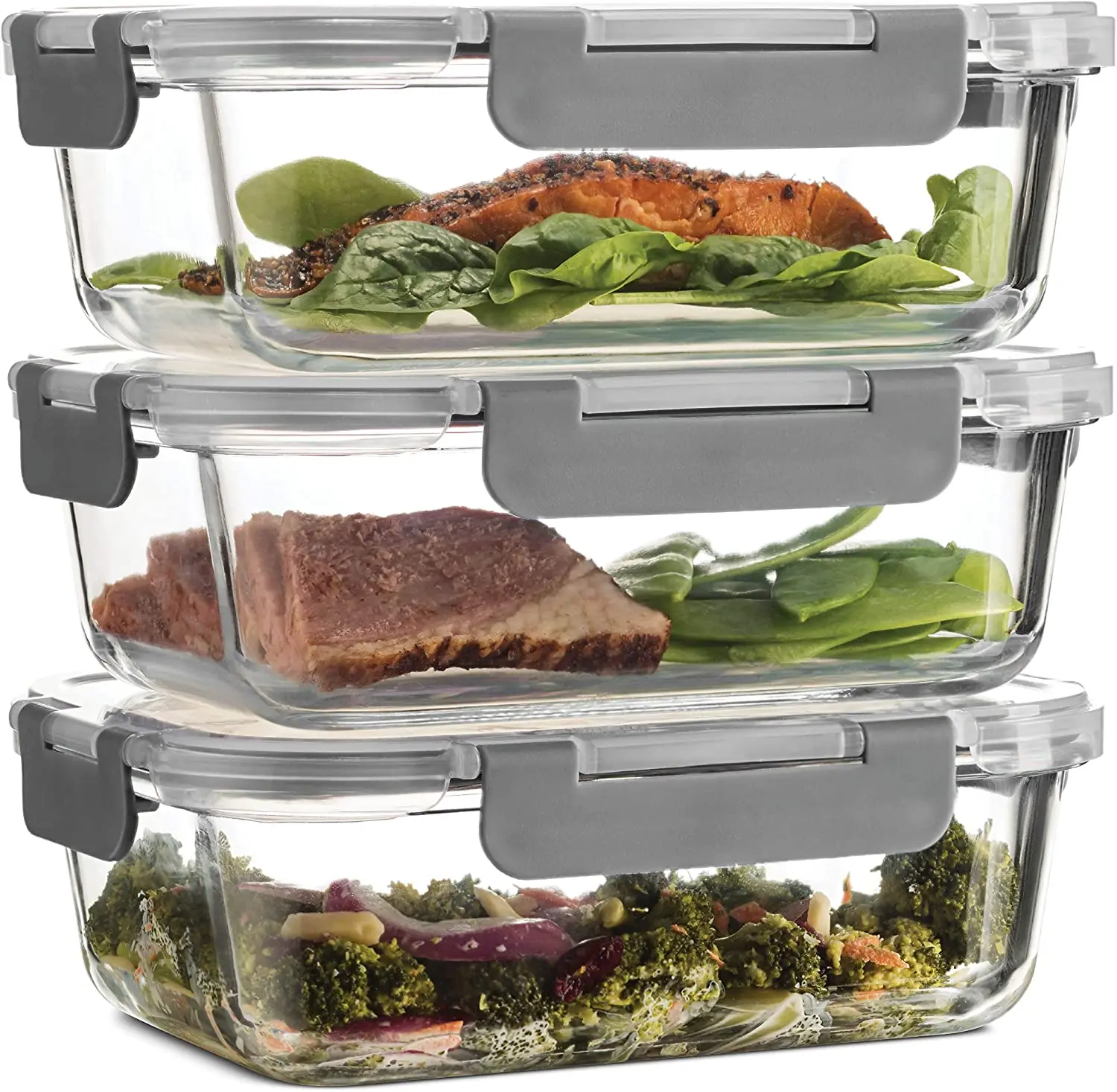 

3-pack () Superior Glass Meal Prep Lunch Containers food storage glass containers for food storage, Customized color