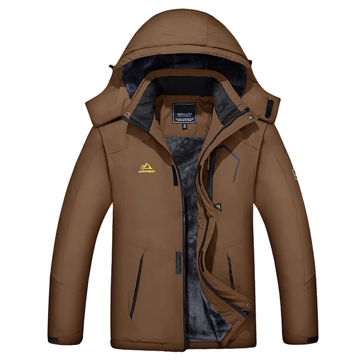 

OEM Winter Jacket Men Hooded Coat Thermal Water Resistant Faux Fur Removable Long Sleeve, Bright blue, gray, black, red, army green,coffee,khaki,denim blue