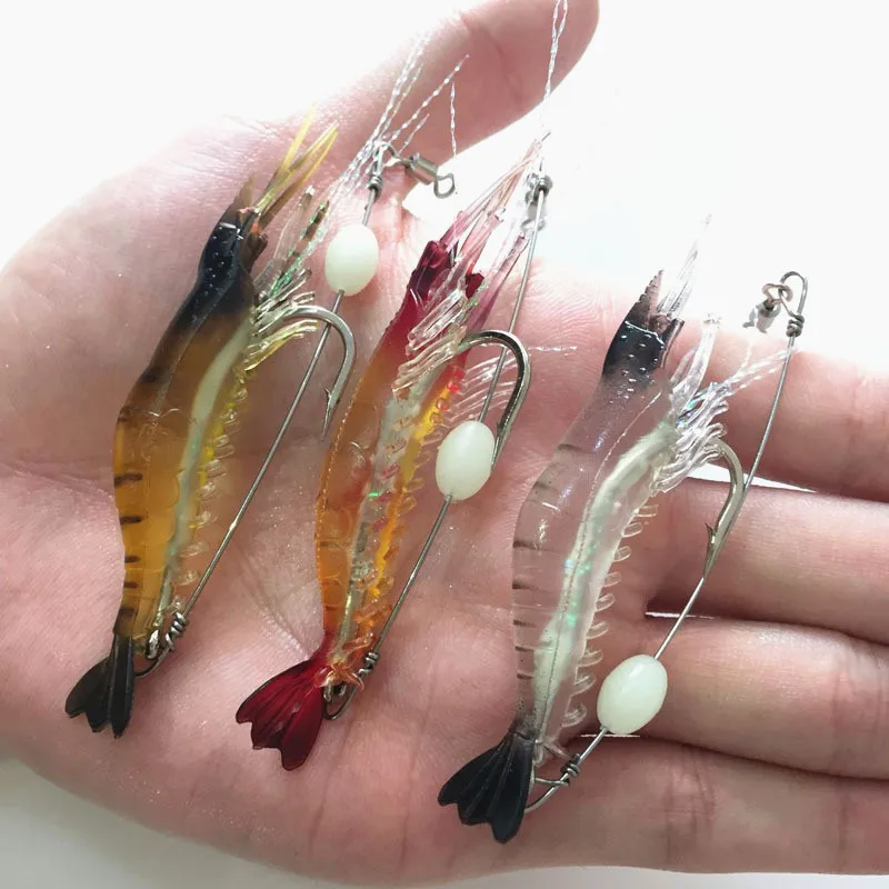 

artificial plastic bait plastic lead hook squid jig craw shrimp jerkbait soft fishing lures, 3 color