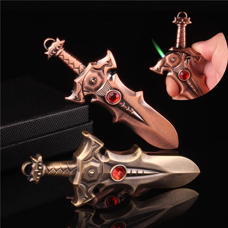 

Creative knife Sword Model Lighter carry a convenient windproof green flame gas lighter