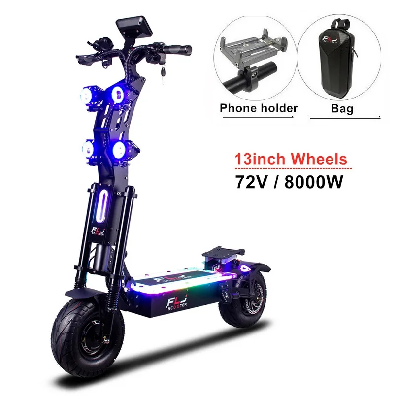 

NEW Arrival FLJ SK2 72V 8000W EU warehouse electric scooters with 45Ah battery 13inch fat tire turning signal NEW escooter 8000W