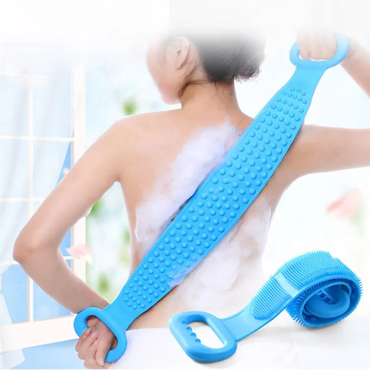 

Long Strip Silicone Bath Belt Body Scrubber Exfoliating Bath Towel with Soft Bristle &Massage Dots, Custom color