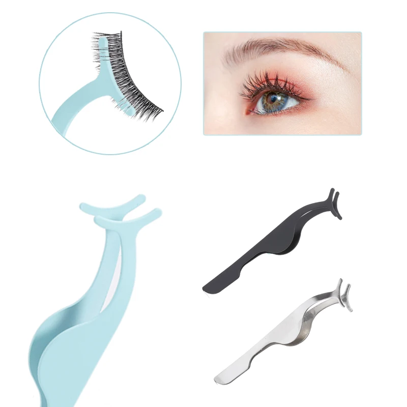 

3pcs False Eyelash Tweezers T-shape Stainless Steel Extension Fake Eyelash Curler Nipper Tool Fish Tail Clip Clamp Makeup Tools