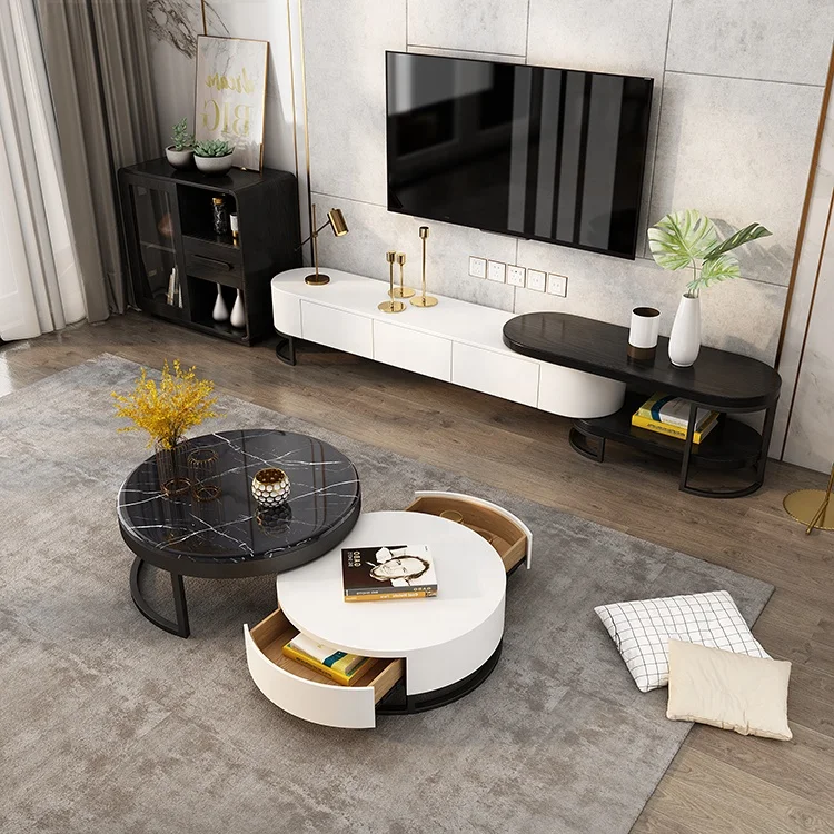 
Factory Direct Sale Luxury Classic Decorative Round Coffee Tables Furniture With Drawer 