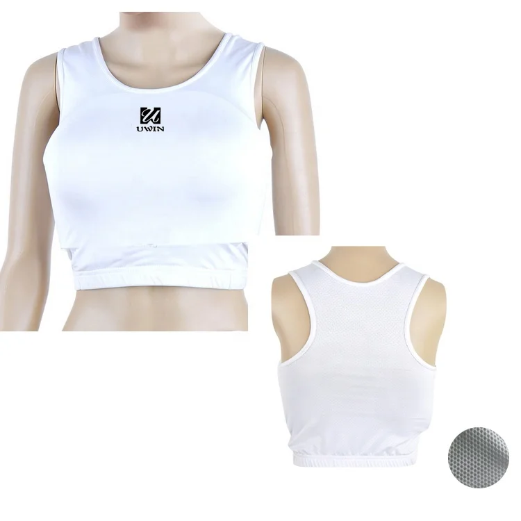 

Martial arts training and competition equipment karate female chest guard, White