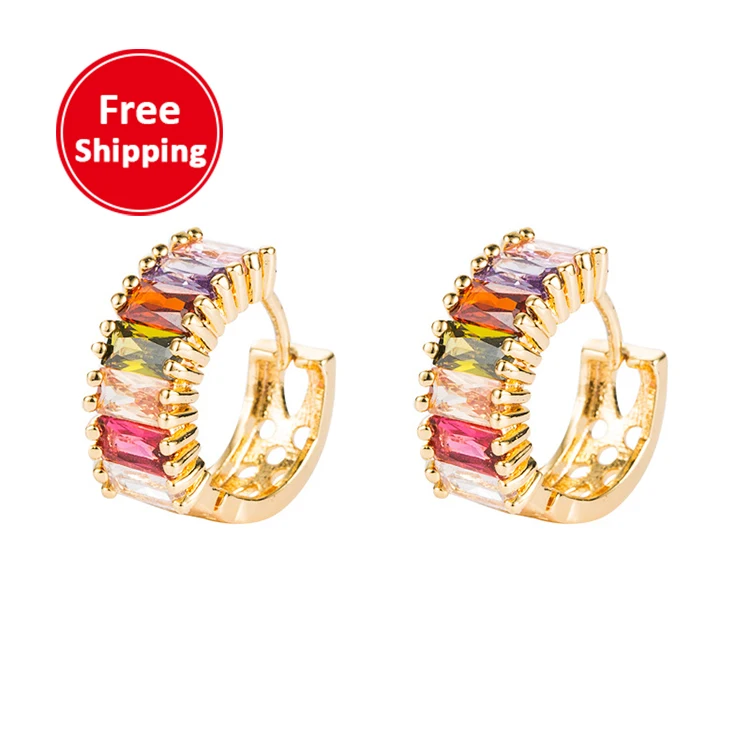 

Freew shipping women earrings hoops gold plating colored self piercing huggie hoop earing, Optional