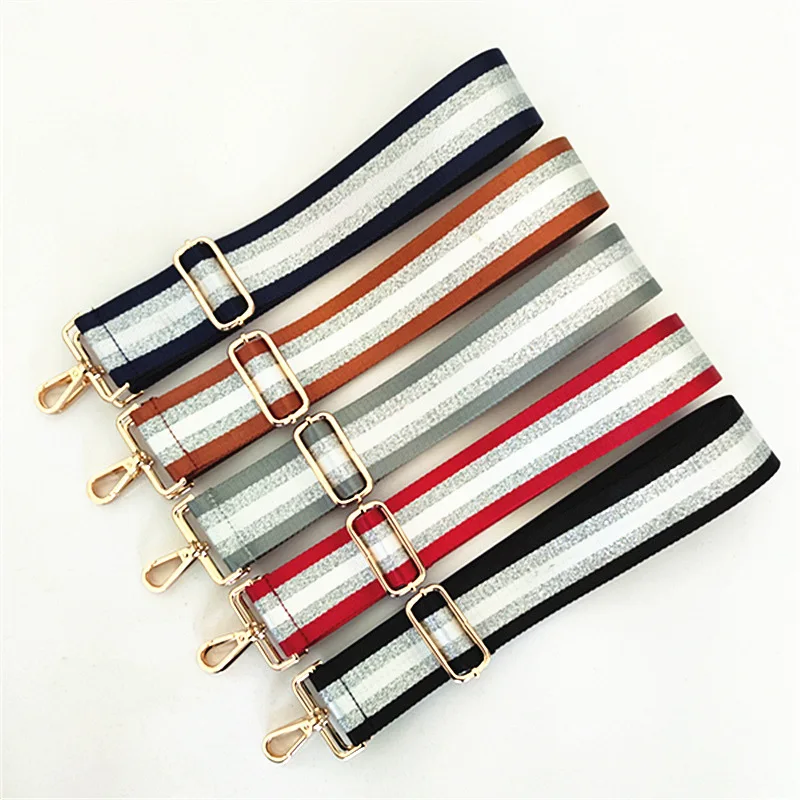 

Luxury Fashion 5cm Wide Gold Stripe Handbag Shoulder Strap Belt Detachable Adjustable Fabric Canvas Crossbody Bag Purse Straps, As picture