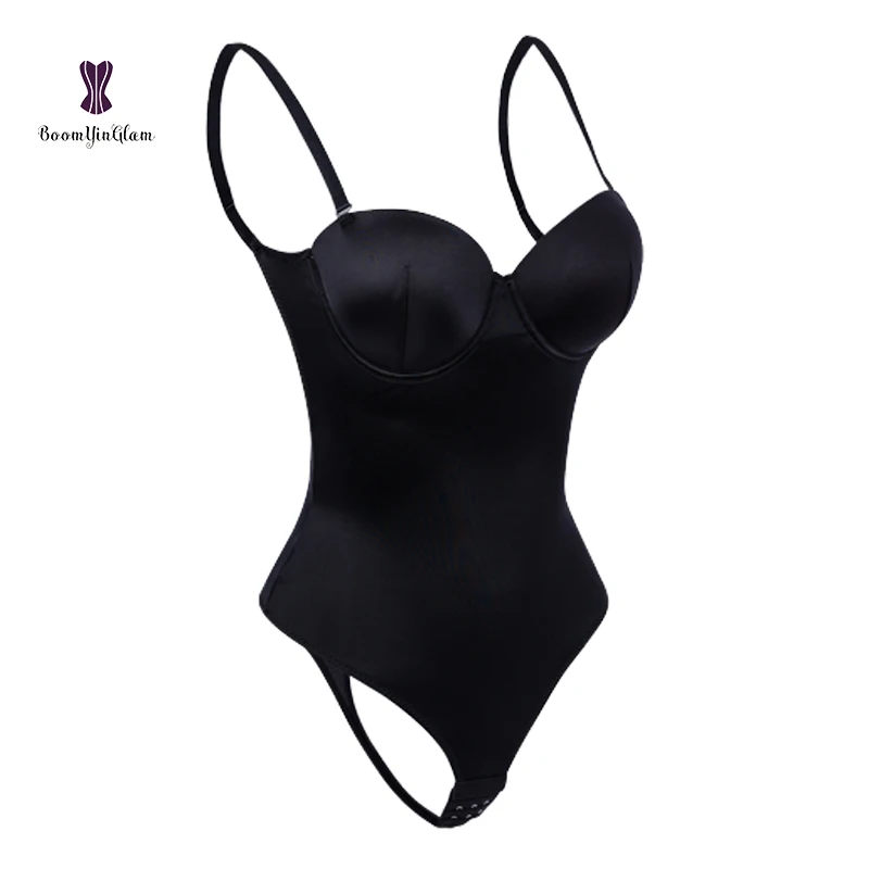 

Seamless Backless Push Up Bodysuit Strap Body Shaper Concealed Bra Straps body shapewear Black