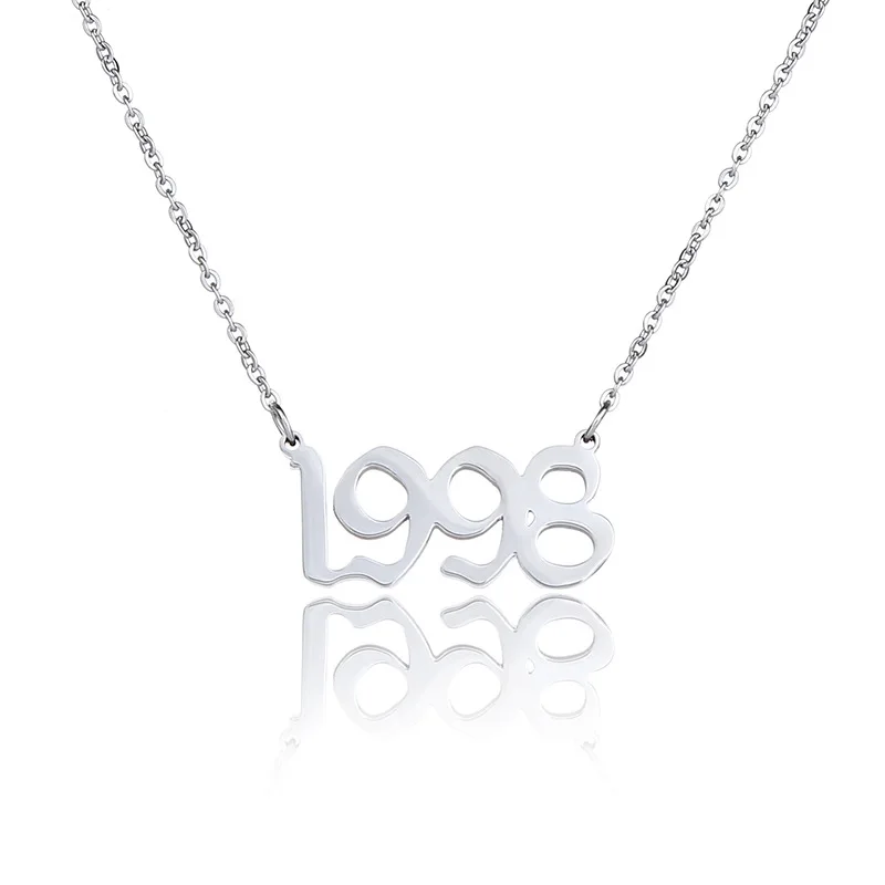 

Popular stainless steel men and women personality year necklace birthday gift