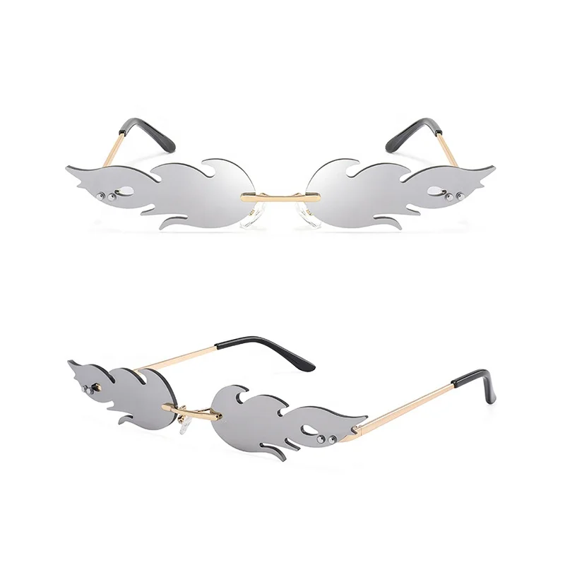 Custom fashion luxury sun glasses metal frame rimless trendy shades sunglasses for women
