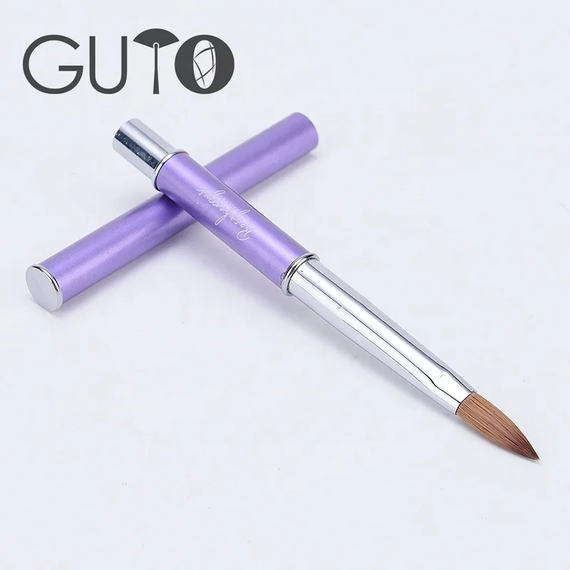 

GUYO Violet Metal Handle 100% Pure Kolinsky Sable Hair Crystal Nail Acrylic Brush, Purple