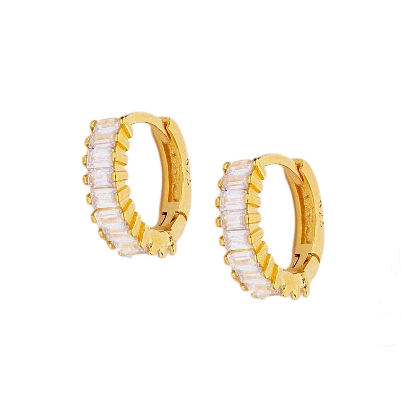 

CANNER 2022 Trending Jewelry Minimalist 925 Sterling Silver Gold Plated AAAAA Zircon Earrings
