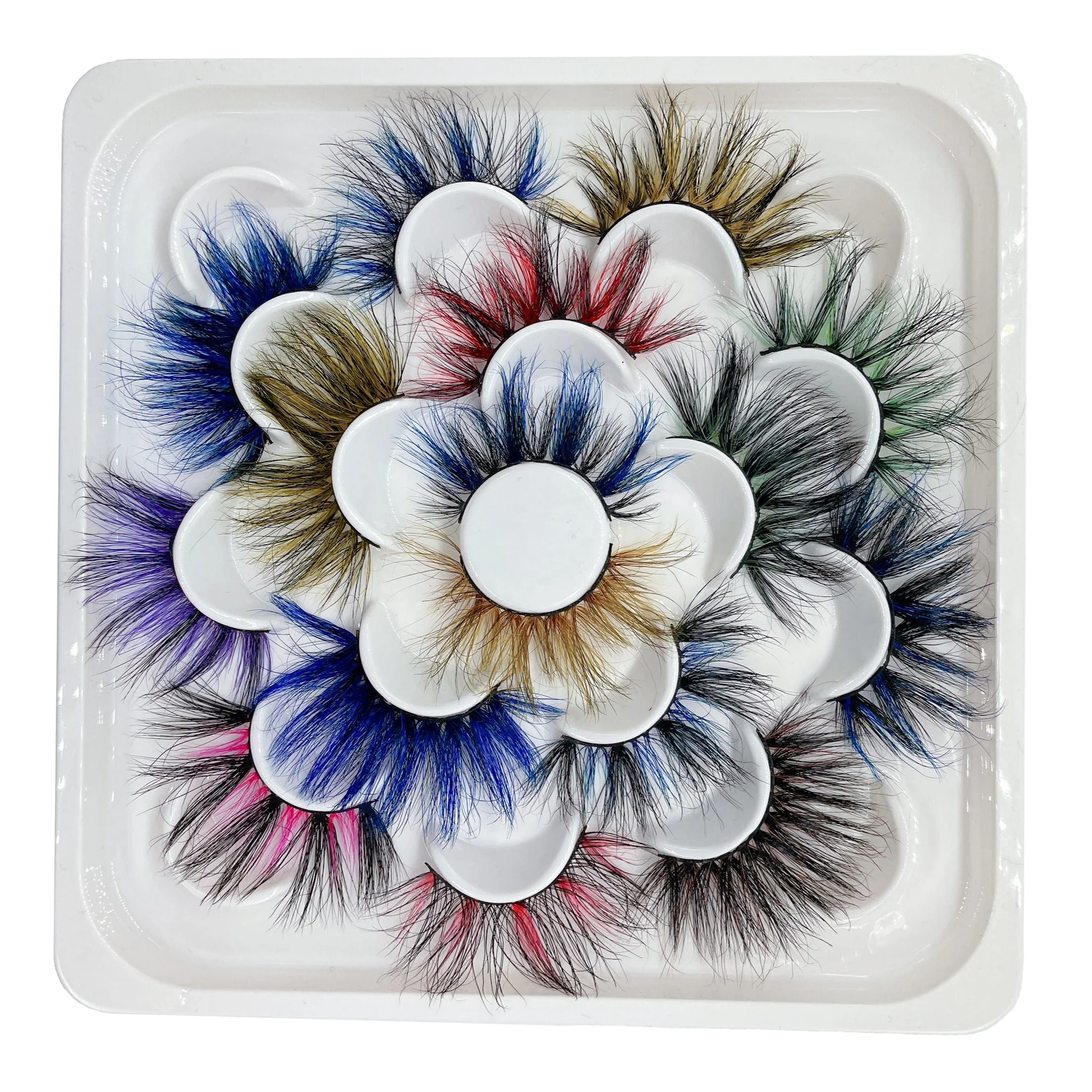 

beautiful color mink eyelashes with square eyelash box, Polychrome