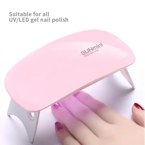 

Hot selling mini 6W Nail Lamp Nail Dryer Machine Portable UV LED lamp for nail beauty, White/pink