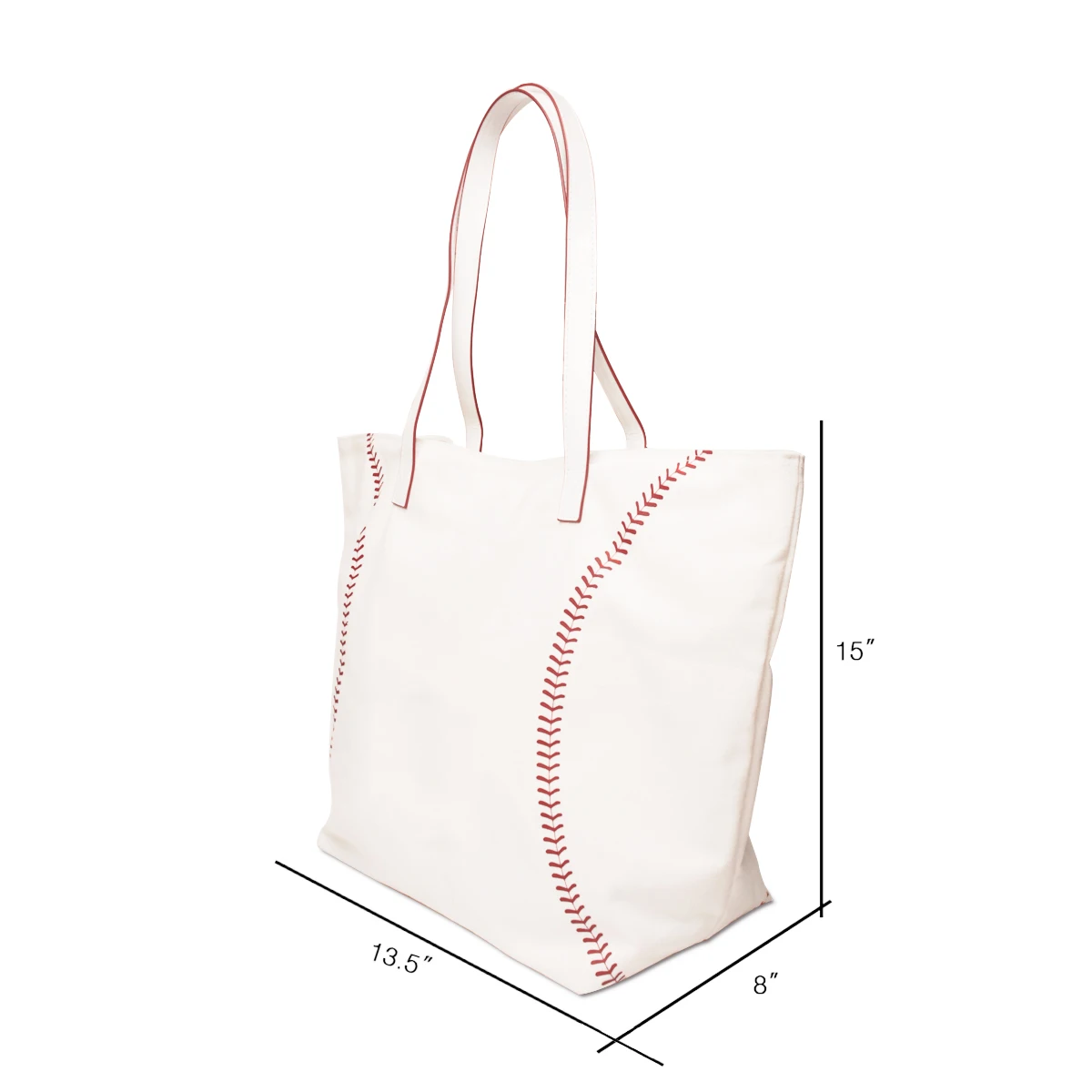 

Wholesale Canvas Lined Baseball Tote Handbag Large Capacity Canvas Tote DOM1131772 Baseball Lace Tote Bag with PU Handle