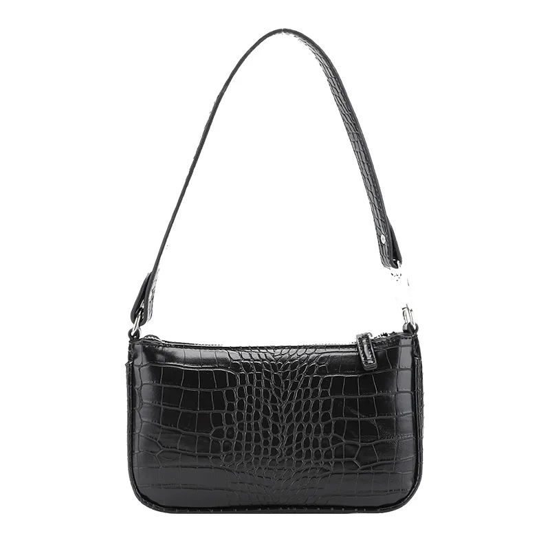 

New simple crocodile single shoulder bag with all kinds of fashion retro handbag, Pure color
