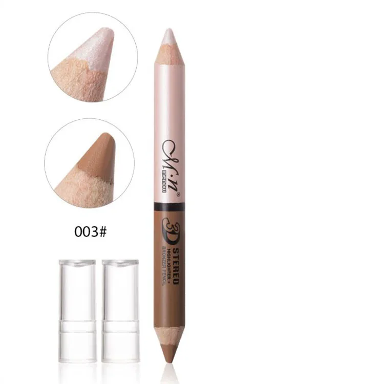 

highlighter concealer pencil 2 In 1 2020 new design face cosmetics brighten double headed ended bronzer makeup contouring stick, 3 colors
