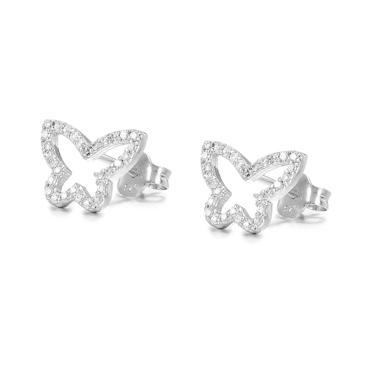 

Women Cute Trendy Design Butterfly Flower Shaped Earrings Shiny Cubic Zirconia Gemstone Stud Earrings
