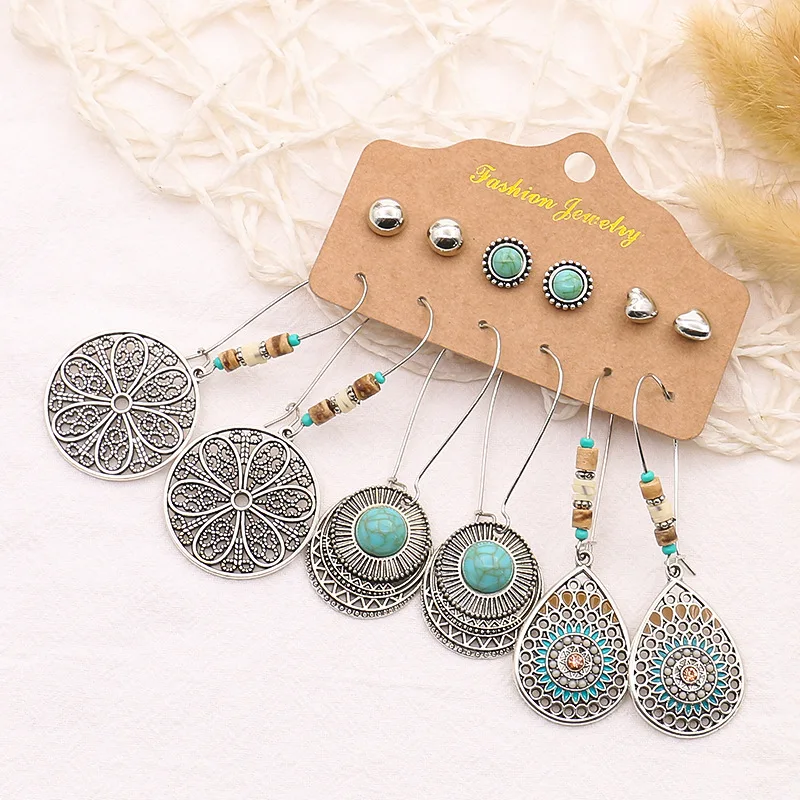 Wholesale Bohemia Jewelry Handmade Vintage Fashion Earrings For Women 6 Pairs Per Set Stocks Sell Fast Delivery Cheap Earrings