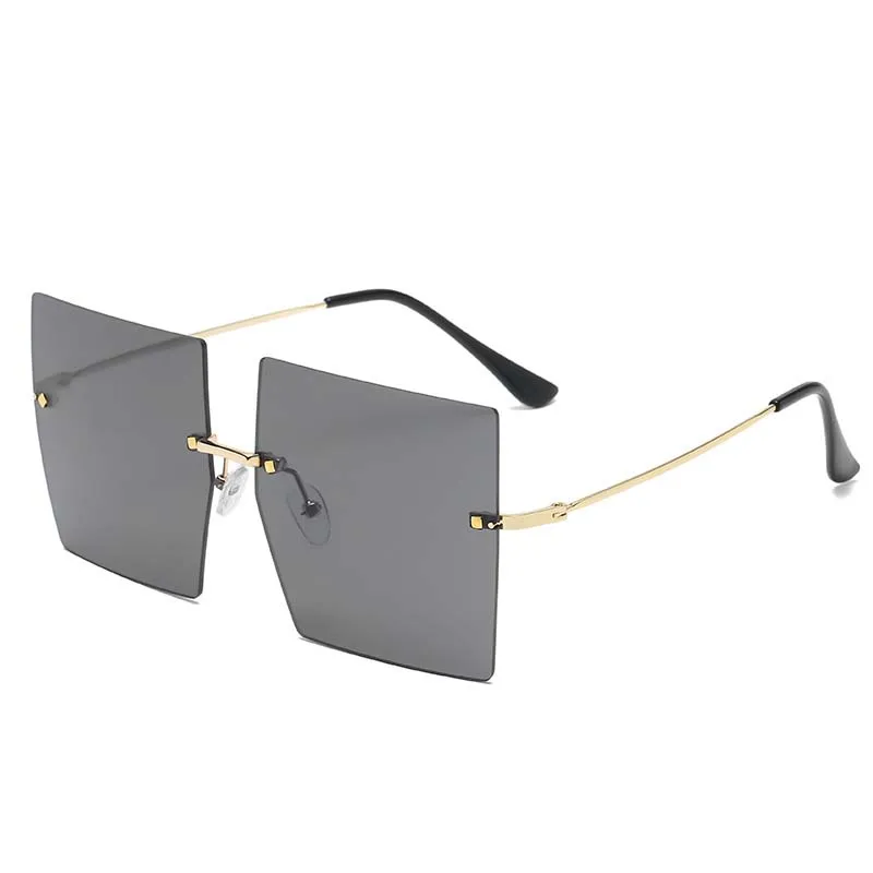 

YIDING hot fashion square large black oversized shades sunglasses, women 2020 uv400 oversized rimless square sun glasses shades, As is or customized