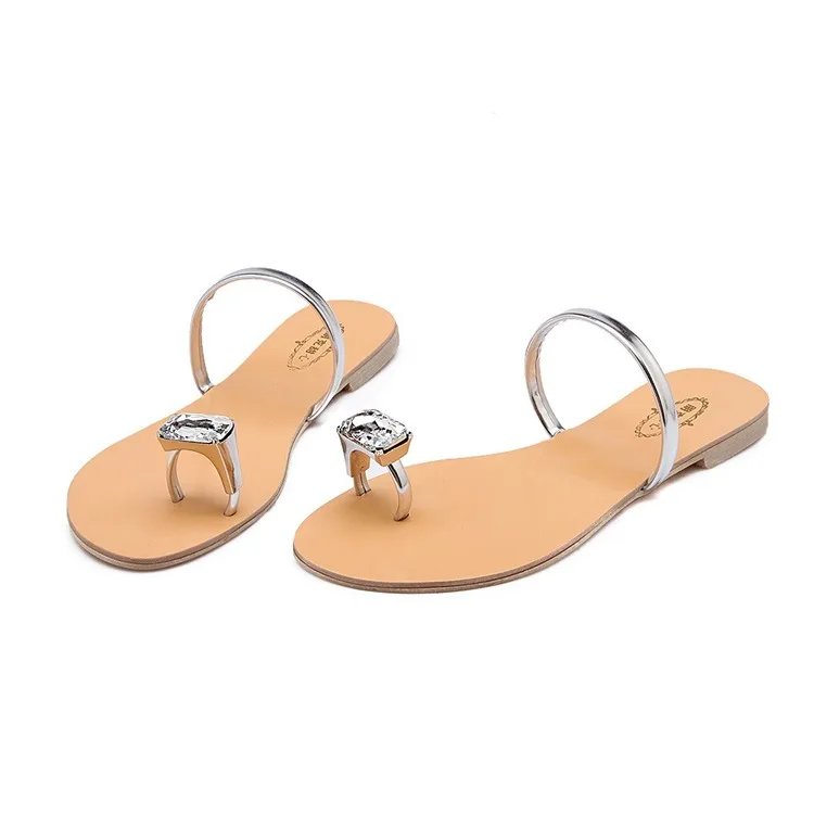 

2020 Simple Design Ladies Flat Diamond Slippers for Women Diamond