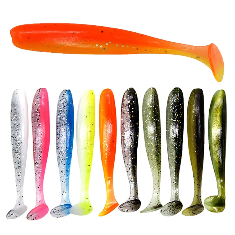 

5.5cm/7cm/9cm/12cm Artificial 10 Colors in Stock Fishing Tackle Double Color T Tail Fishing Lures Soft Worm