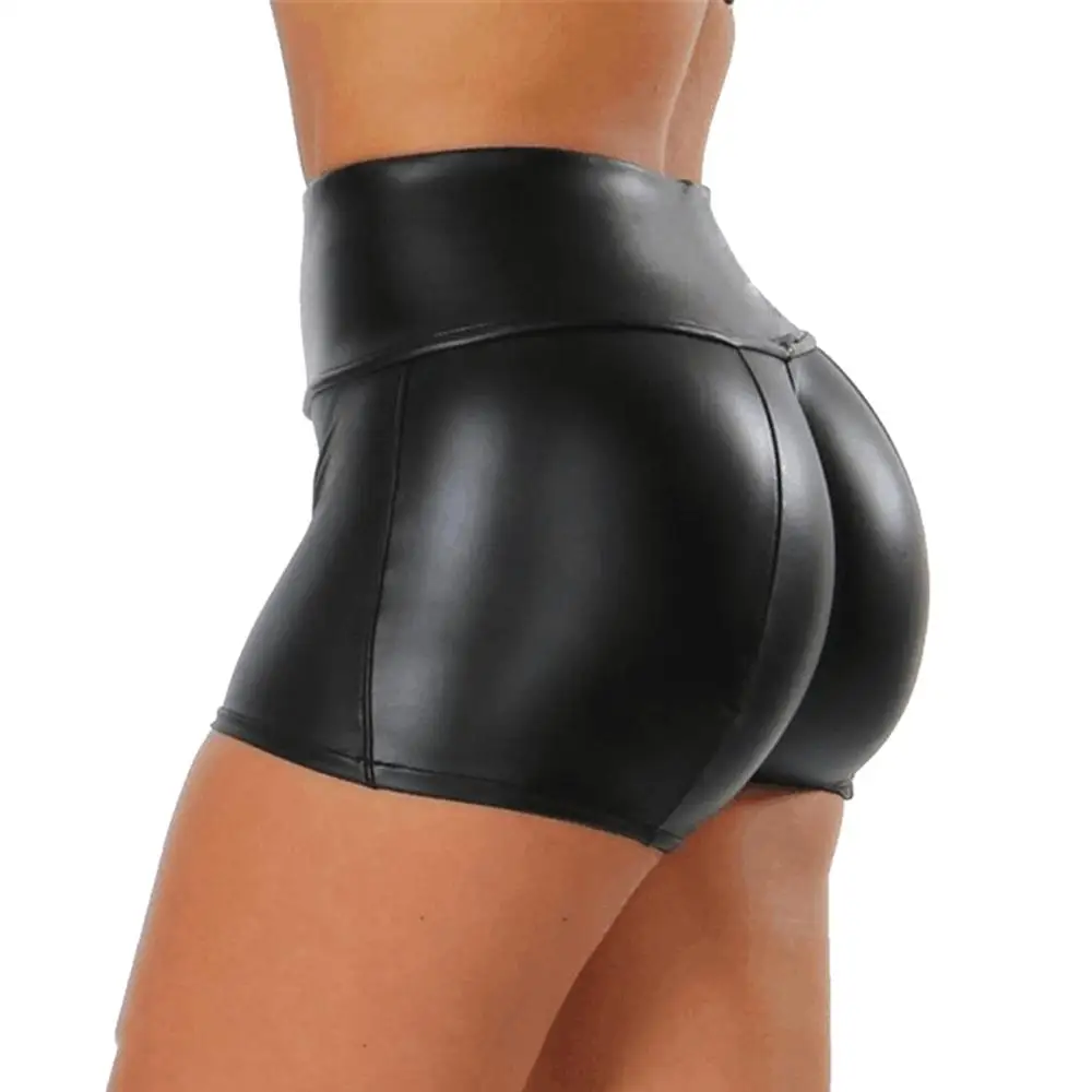 

Women Flexible Club Faux Leather Shorts High Waisted Sexy Disco Short Hot Pants