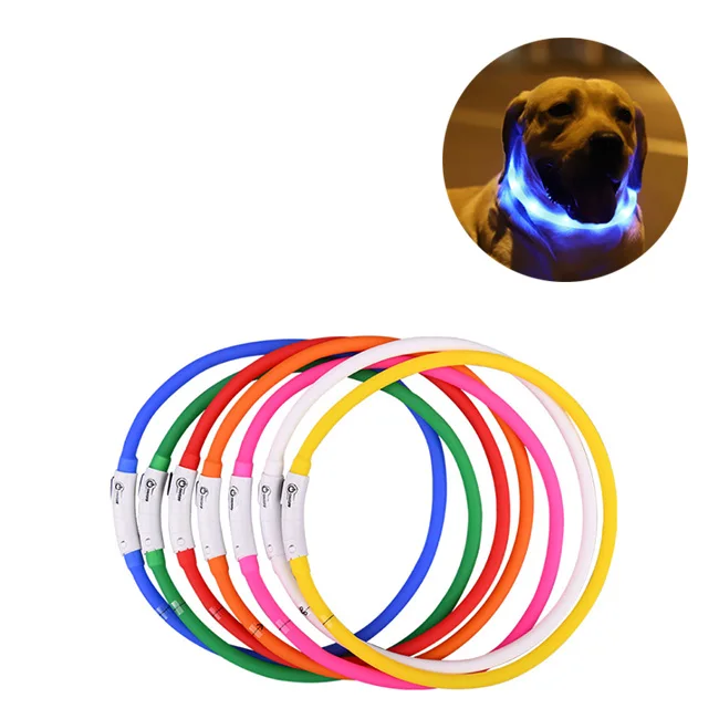 

Silicone USB Rechargeable Durable Foldable Flashing Lights Led Dog Pet Collar with Gift Box