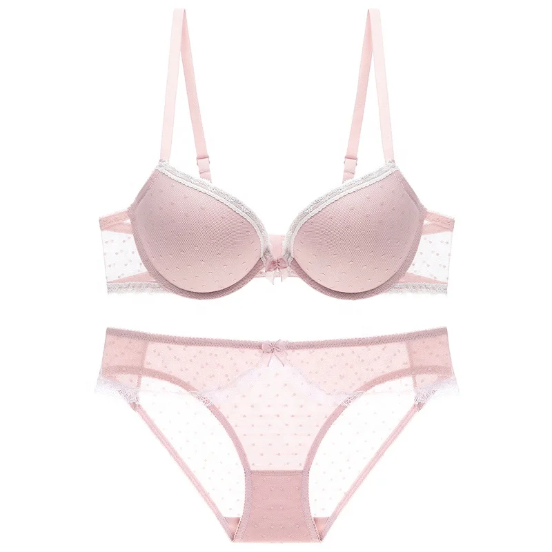 

Wholesale Sweet Teens Underwear Soft Comfortable Bra Underwear Set Japanese Bra Panty Set, Black/green/pink/blue