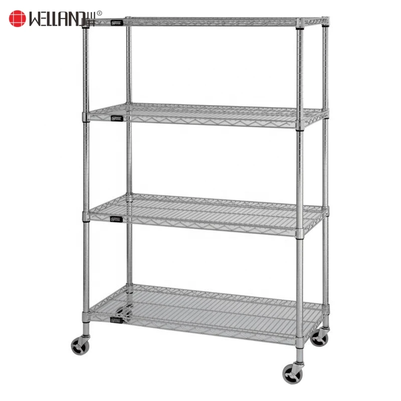 

4 Tiers Industrial Furniture Chrome Wire Shelving