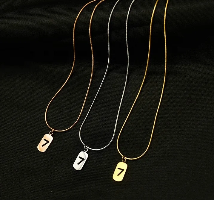 

Lucky 7 digital customised necklaces personalized necklaces stainless steel, Rose gold/ gold/ silver