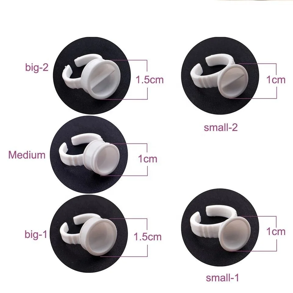 

LashPlus disposable eyelash extension glue ring eco friendly plastic glue rings eyelash extension tools, White