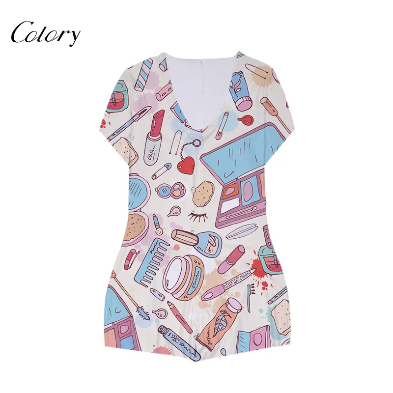 

Colory Romper Short Jumpsuit Pajamas Sexy Woman, Picture shows