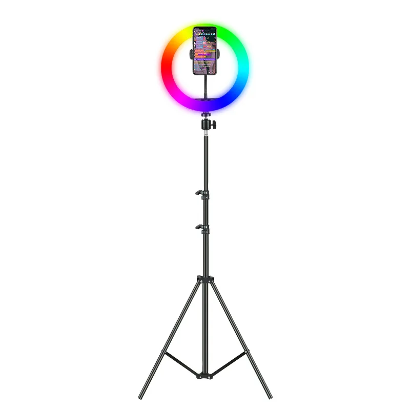 

6"8"10"12" Inch RGB Ring Light 10 Colors Smart Phone Stand Makeup Selfie Live Ring Light With Tripod Stand ringligh
