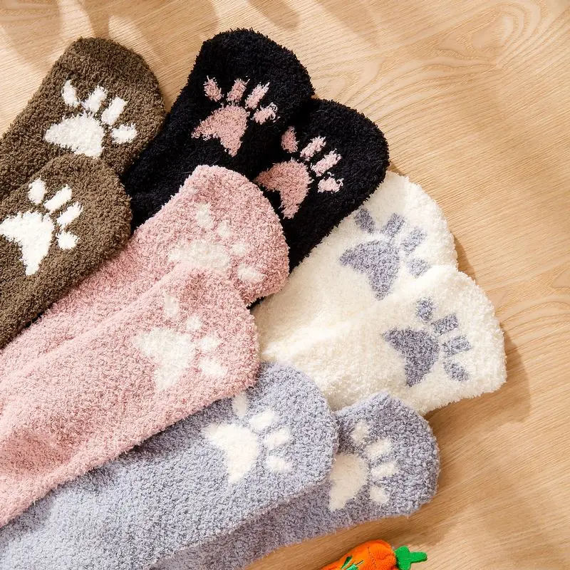 

Cute animal coral fleece warm thickened women's socks snow floor socks home sleep socks autumn/winter, Custom color christmas slipper socks