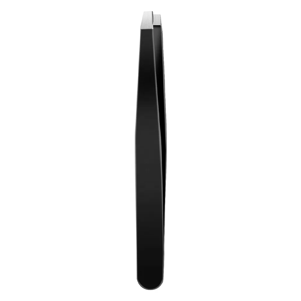 

Fast Shipment Stainless Steel Anti-static Black Tweezers Flat eyebrow Tweezer private label