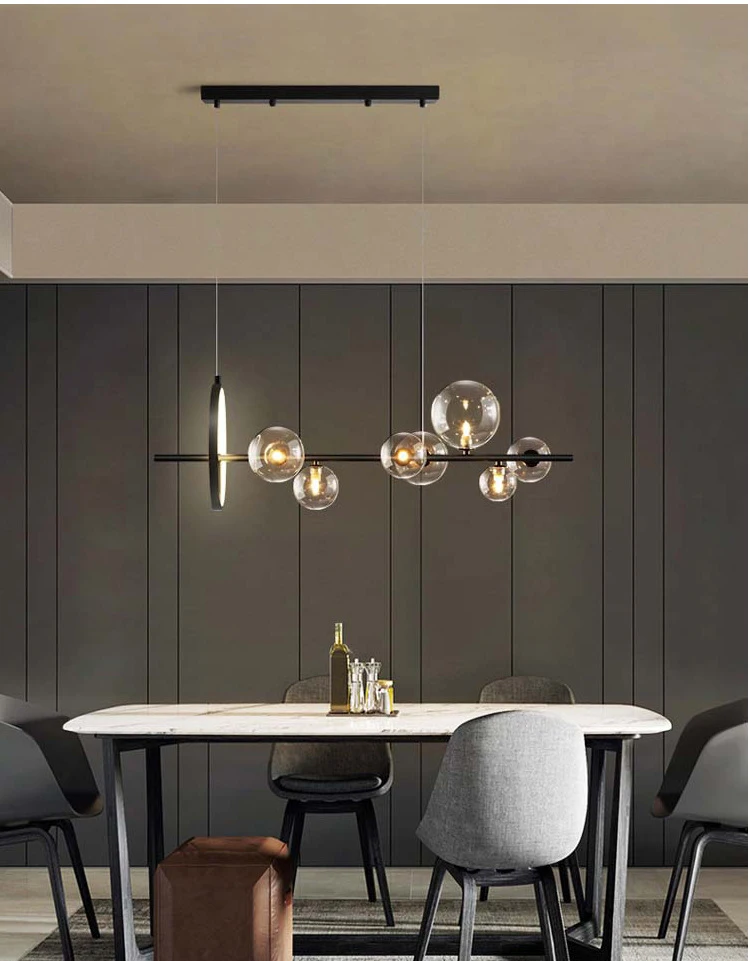 Light luxury chandelier restaurant lamp American industrial style shop commercial dining room chandelier glass bubble lamp