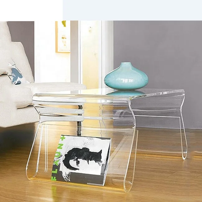 
Acrylic Square Table magazine display coffee table With Magazine Rack  (60665284443)