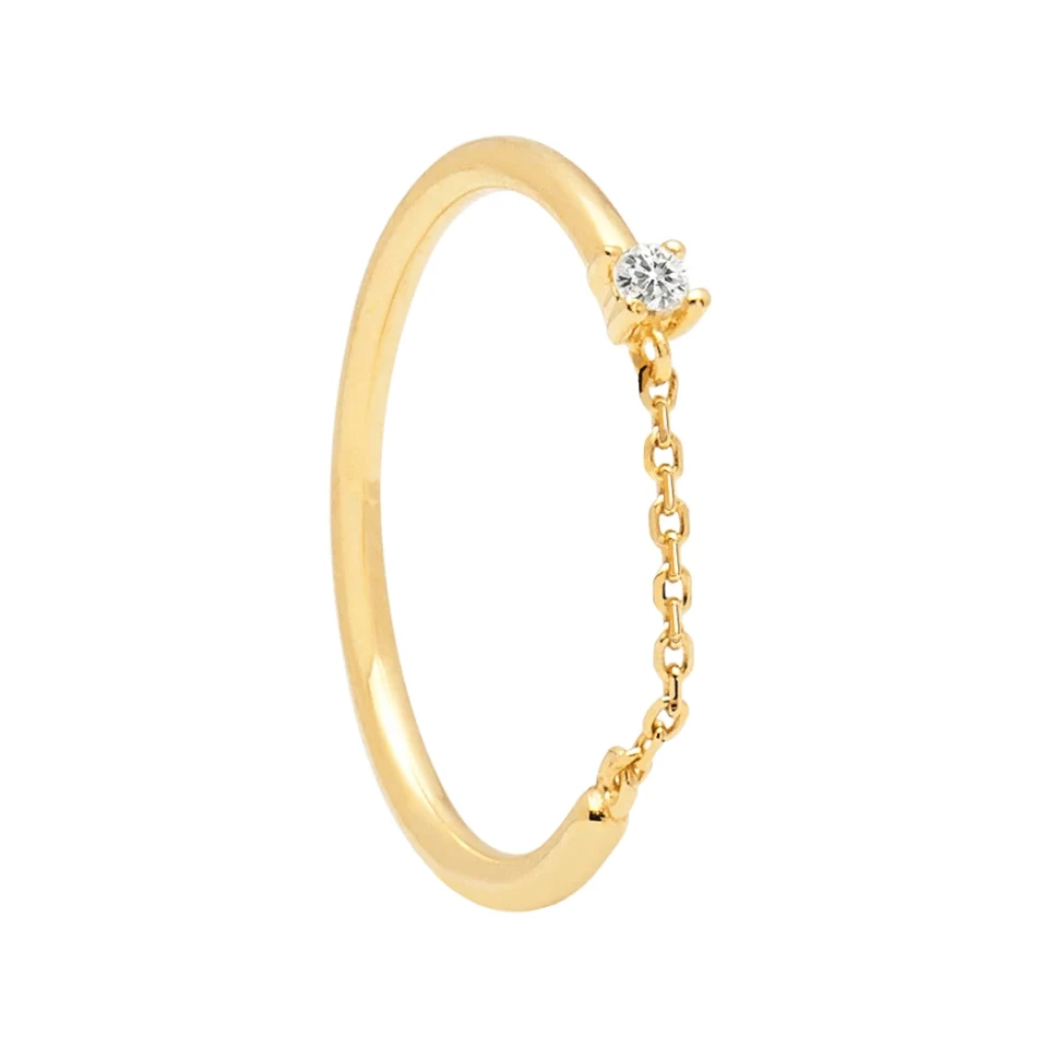 

wholesale gold jewelry 925 sterling silver 18k gold vermeil cubic zircon chain ring for women