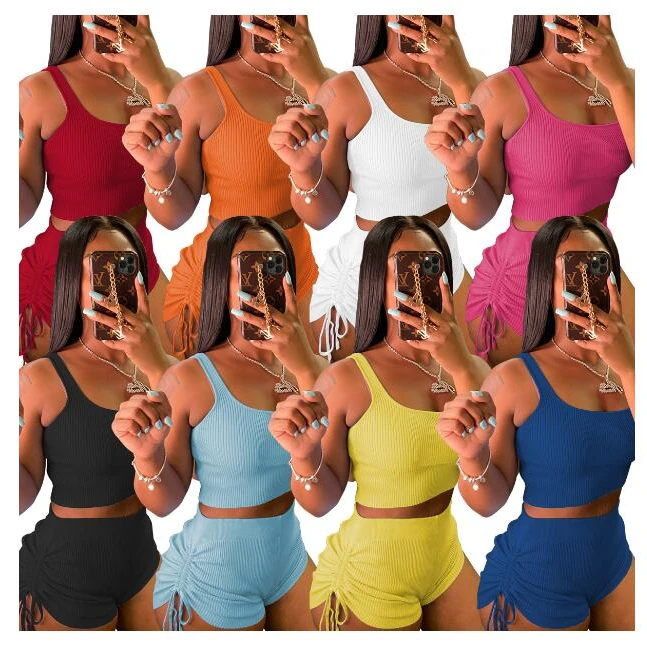 

F20185A New summer Fashion sexy solid color backless two-piece set women clothing women short sets, White, yellow, orange, red, black, rose, light blue, royal blue